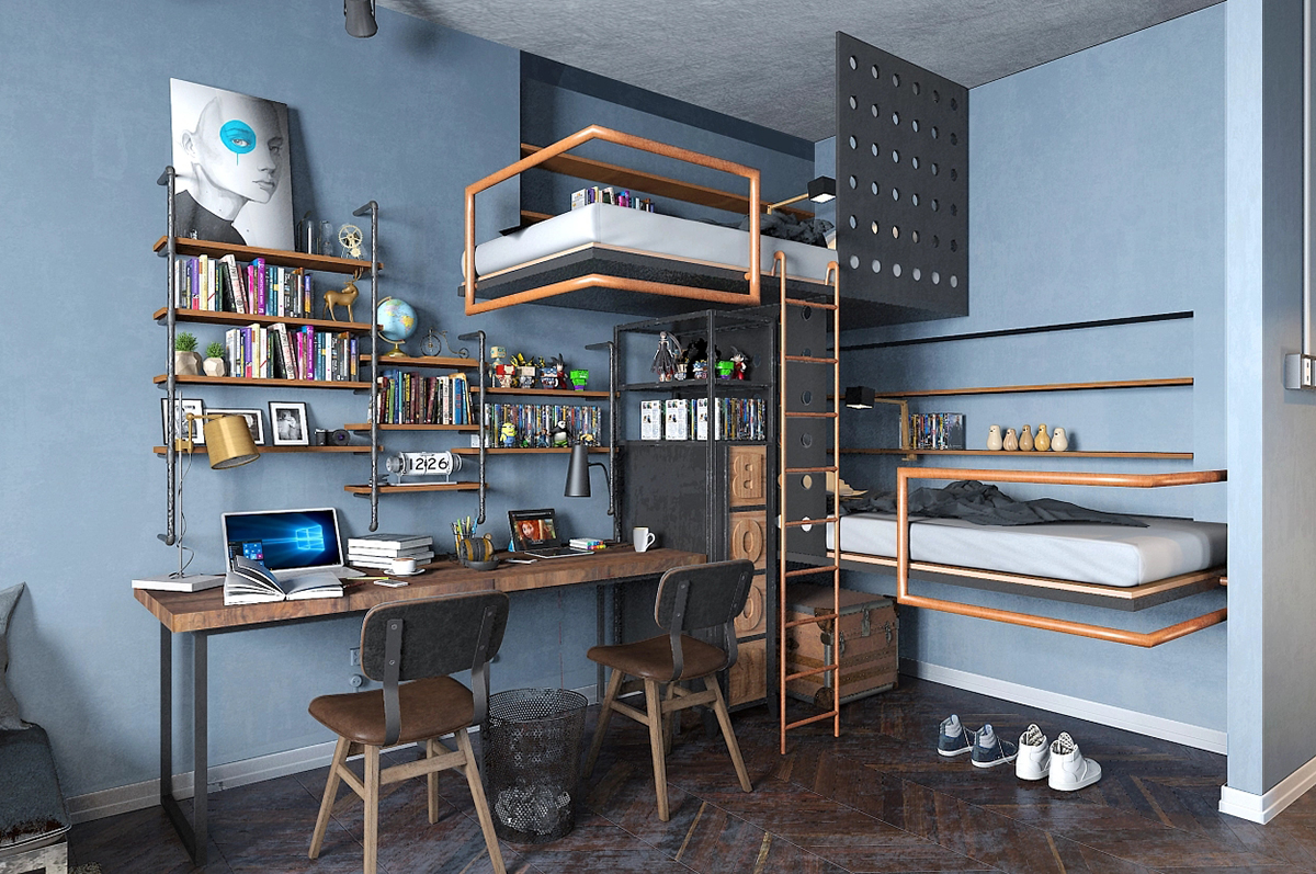 工業風廠房宿舍裝修效果圖